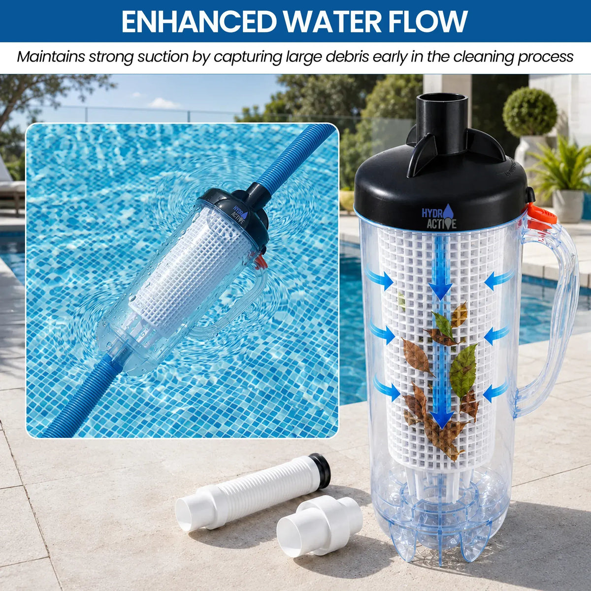 HydroActive Pool Leaf Canister Inline Debris Catcher for Suction Pool Cleaners - Image 6