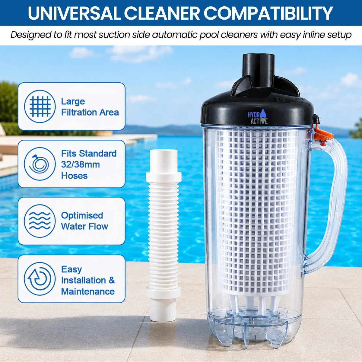 HydroActive Pool Leaf Canister Inline Debris Catcher for Suction Pool Cleaners - Image 7