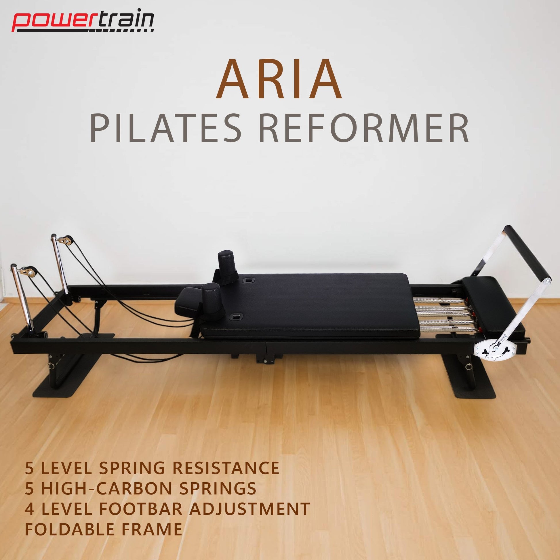 Powertrain Aria Steel Foldable Pilates Board Reformer Multifunctional Core Exercise Set Ab Trainer With Platform Extender Sitting Box Jumpboard And Footbar For Indoor Outdoor Full Body Fitness Home - Image 2