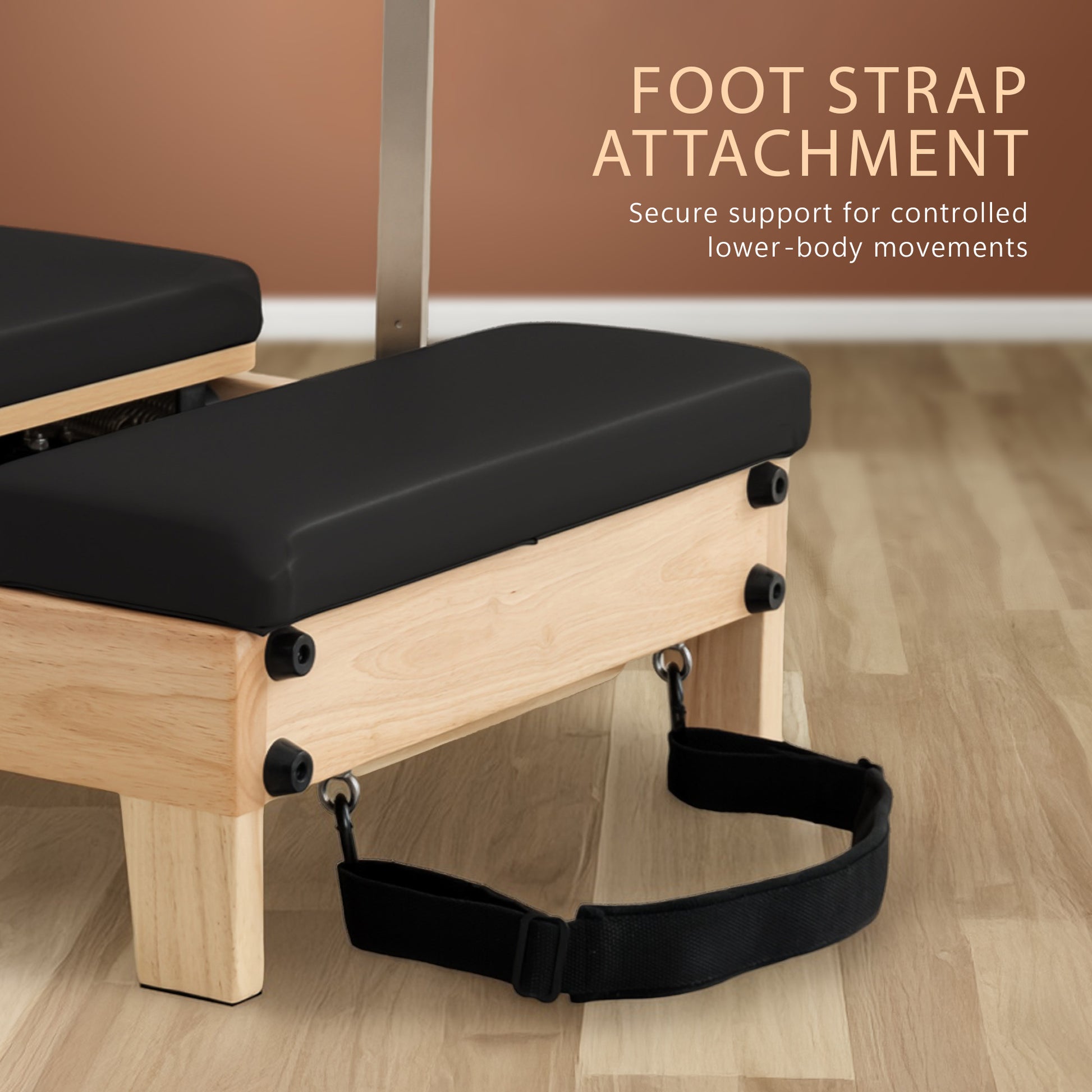 Powertrain Selina Pilates Reformer Machine Wooden Folding Multifunctional Home Gym Equipment with Jumpboard & Sitting Box Oak Black - Image 9