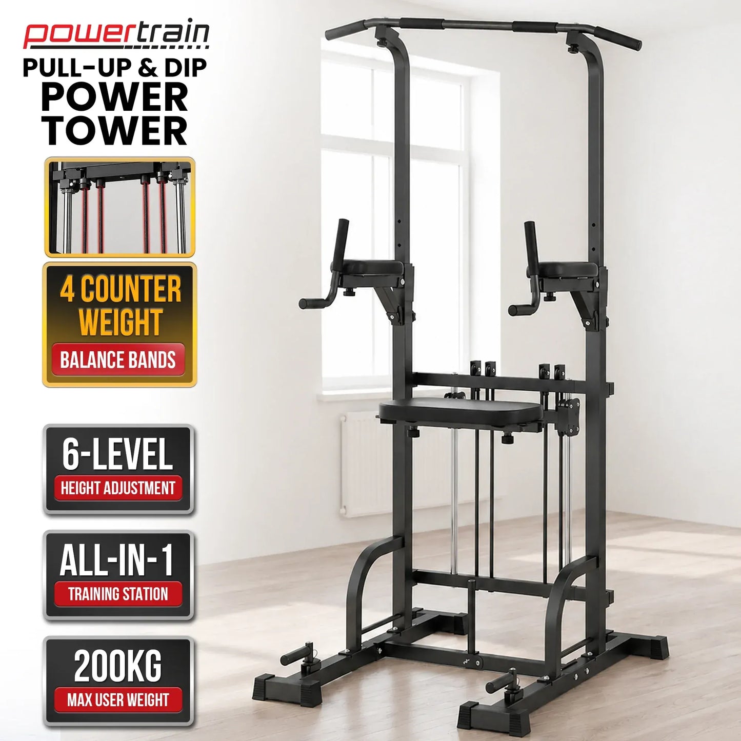 Powertrain Pull-Up & Dip Power Tower Multifunction Strength Training Station - Image 2