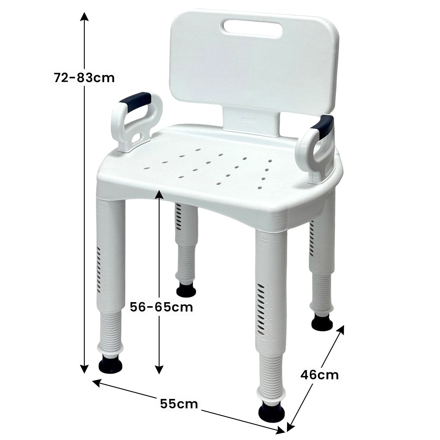 Orthonica Premium Adjustable Shower Chair with Armrests 158kg Capacity - Image 4