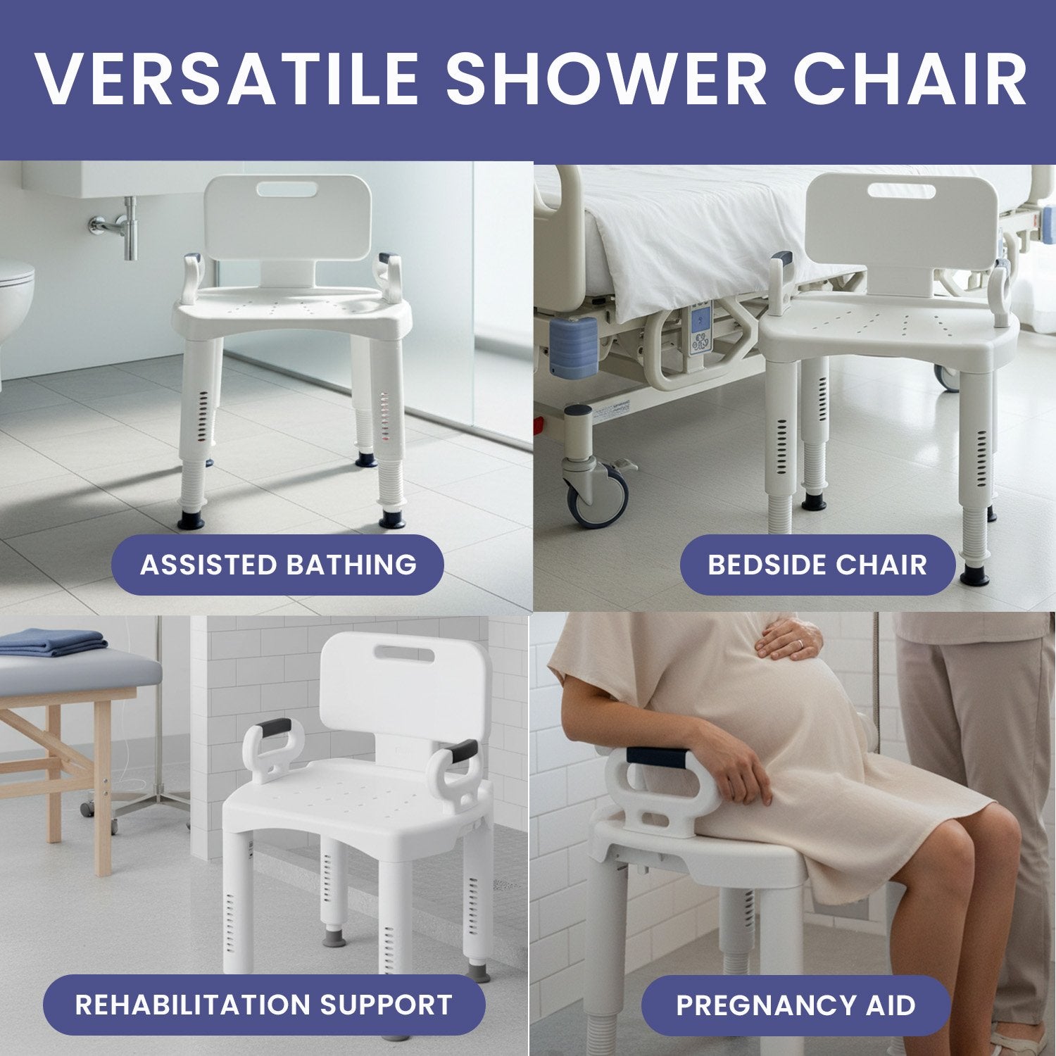 Orthonica Premium Adjustable Shower Chair with Armrests 158kg Capacity - Image 9