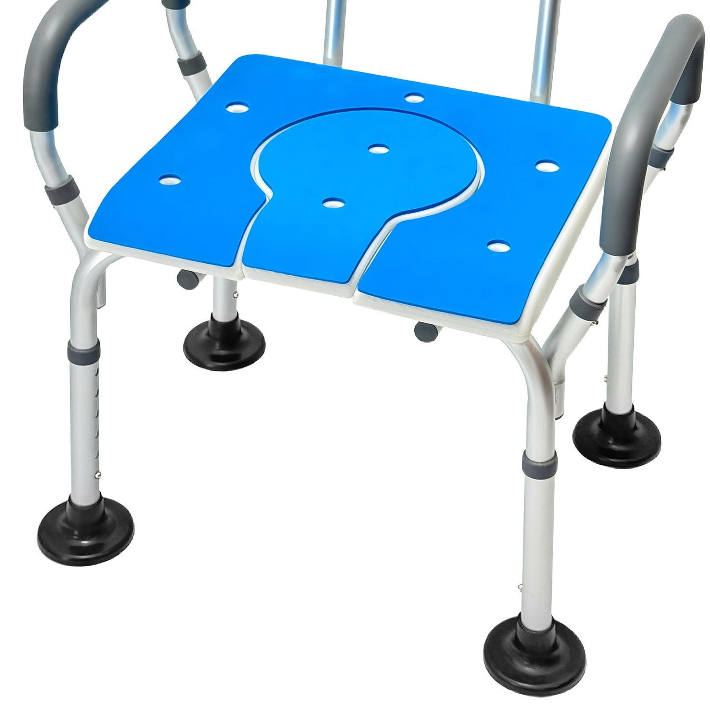 Orthonica Height-Adjustable Aluminium Commode Shower Chair with Armrests Backrest Armrests Soft Stool Seat Aid - Image 2