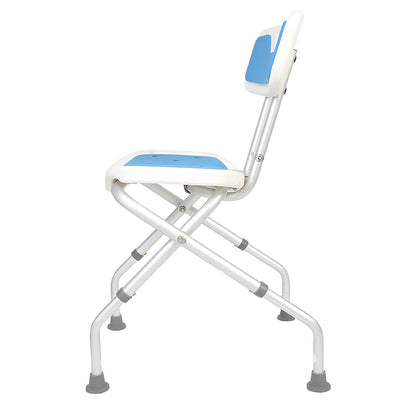 Orthonica Compact & Foldable Commode Shower Chair w/Height Adjustable Aluminium Frame Non Slip Feet HDPE Seat & Backrest - Image 3