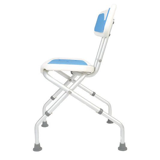 Orthonica Compact & Foldable Commode Shower Chair w/Height Adjustable Aluminium Frame Non Slip Feet HDPE Seat & Backrest - Image 3