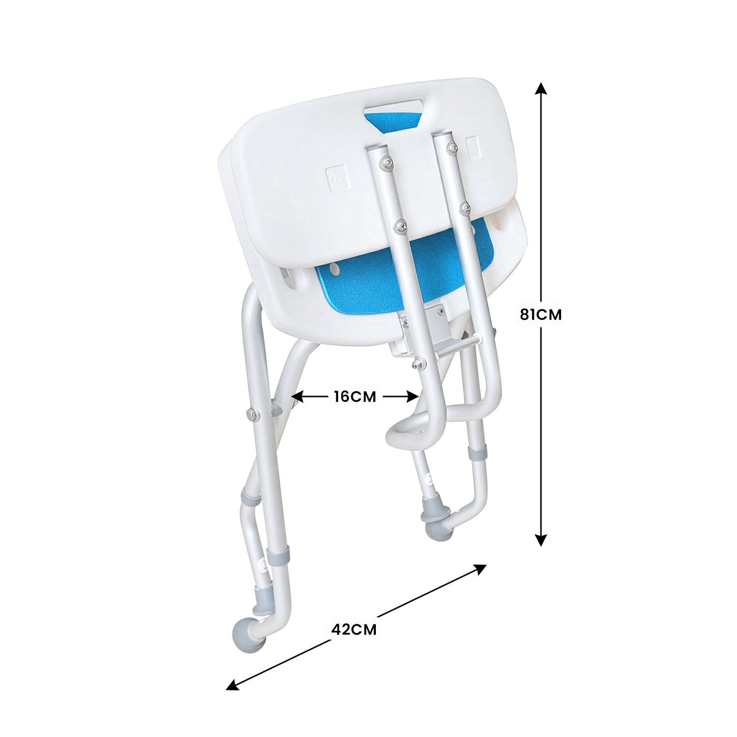 Orthonica Compact & Foldable Commode Shower Chair w/Height Adjustable Aluminium Frame Non Slip Feet HDPE Seat & Backrest - Image 5