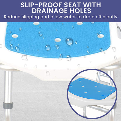 Orthonica Compact & Foldable Commode Shower Chair w/Height Adjustable Aluminium Frame Non Slip Feet HDPE Seat & Backrest - Image 8