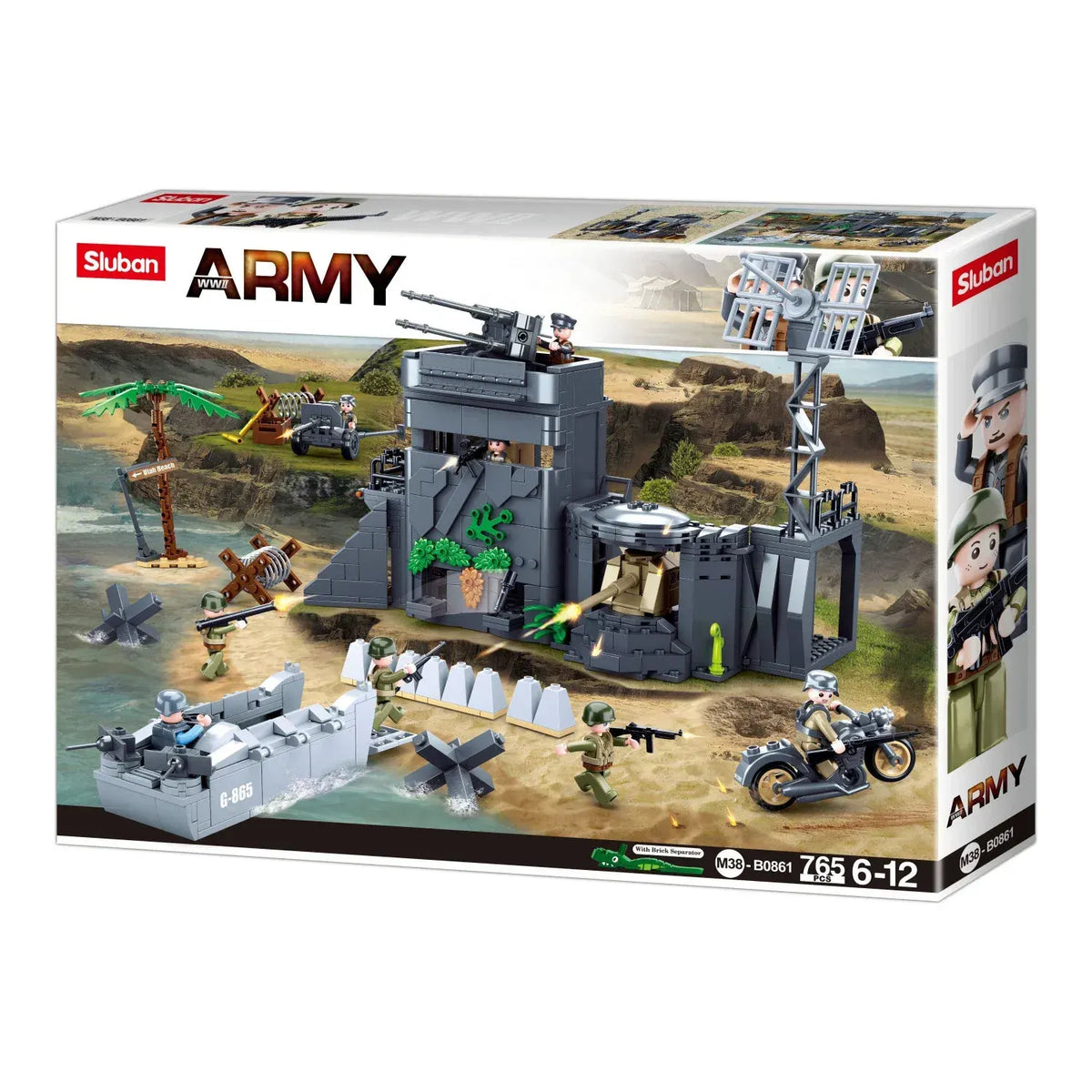 Sluban B0861 Model Kit WWII Atlantic Wall Coastal Bunker Defense Normandy DDay Military Base Outpost Army DIY Set Toy  - Image 2
