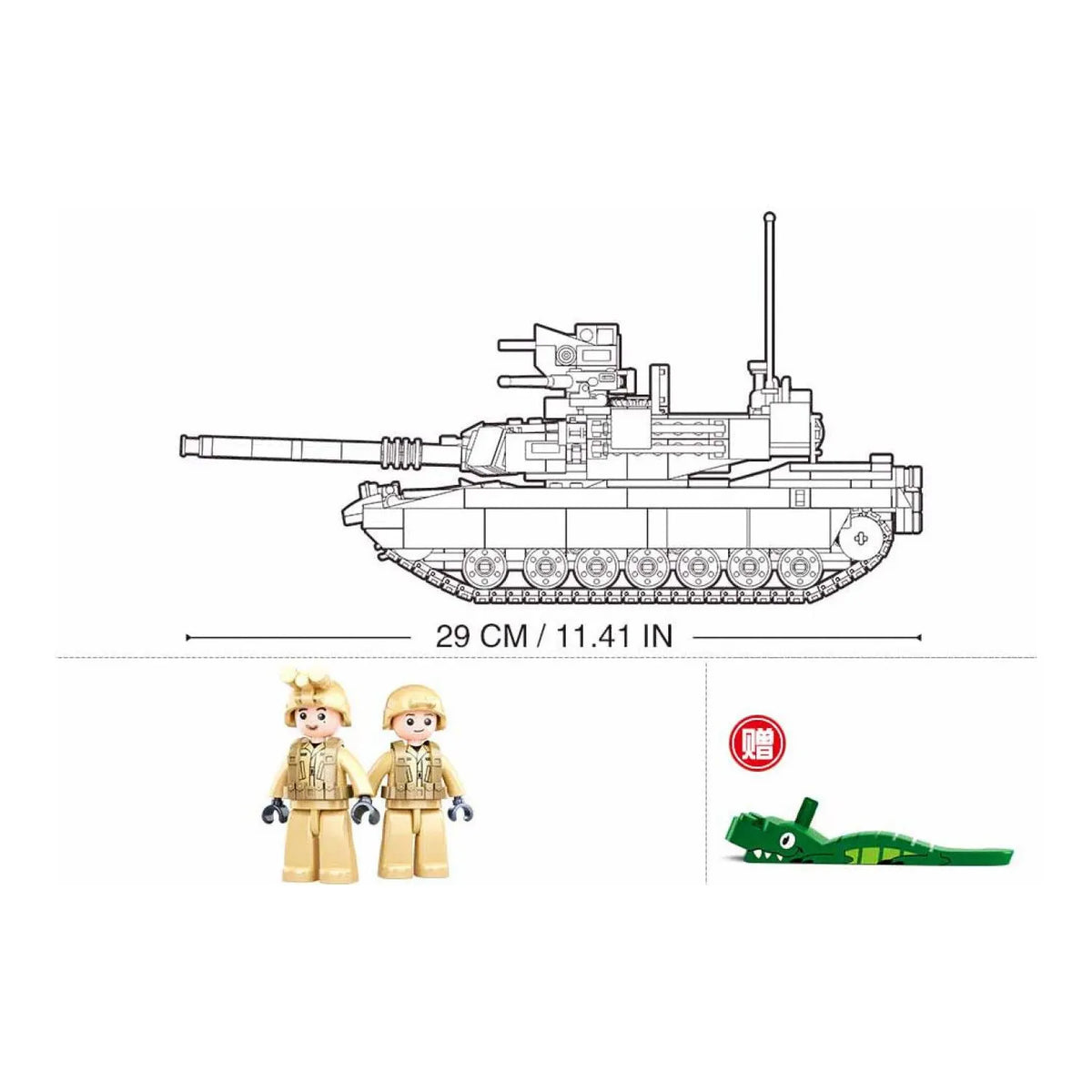 Sluban B0892 Model Kit M1A2 Abrams Main Battle Tank US Army Desert Armor Vehicle Military Building Blocks DIY Set Toy - Image 3