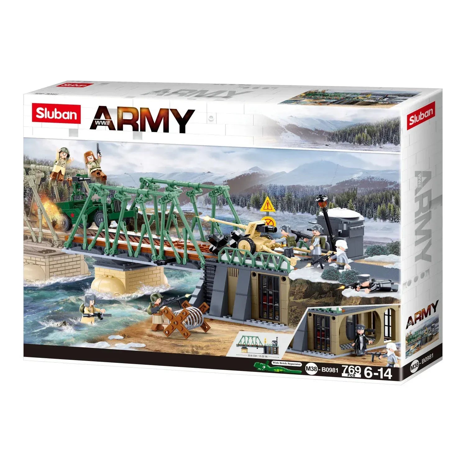 Sluban B0981 Model Kit WWII Battle of Budapest Winter Counter Attack Military Bridge Checkpoint Diorama Army DIY Set Toy - Image 2