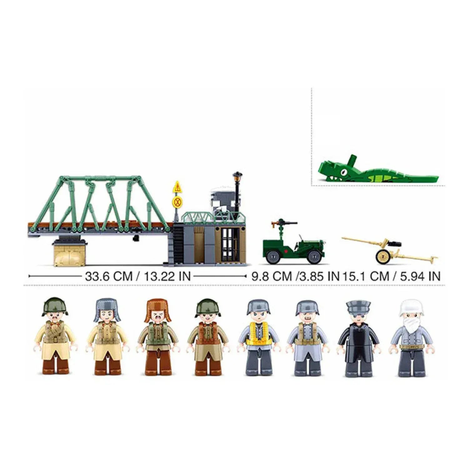 Sluban B0981 Model Kit WWII Battle of Budapest Winter Counter Attack Military Bridge Checkpoint Diorama Army DIY Set Toy - Image 4