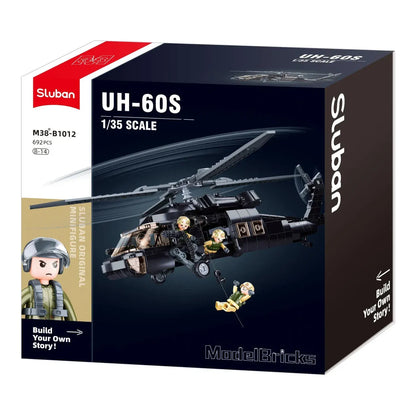 Sluban B1012 Model Kit UH60 Black Hawk Medical Rescue Helicopter US Army MEDEVAC Air Force Military Building Blocks DIY - Image 2