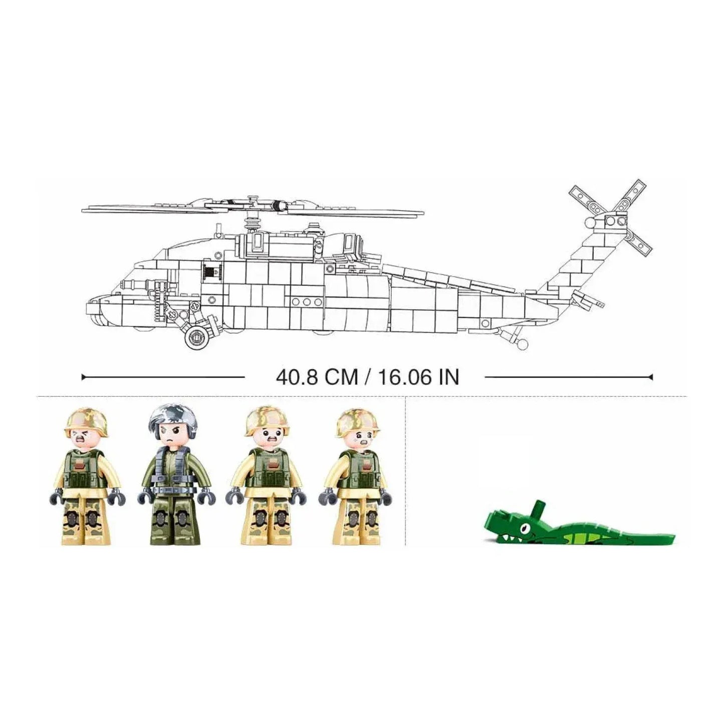 Sluban B1012 Model Kit UH60 Black Hawk Medical Rescue Helicopter US Army MEDEVAC Air Force Military Building Blocks DIY - Image 5