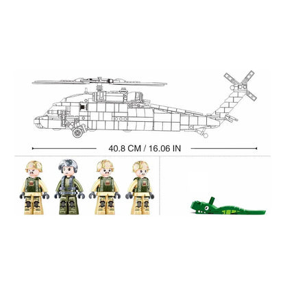 Sluban B1012 Model Kit UH60 Black Hawk Medical Rescue Helicopter US Army MEDEVAC Air Force Military Building Blocks DIY - Image 5