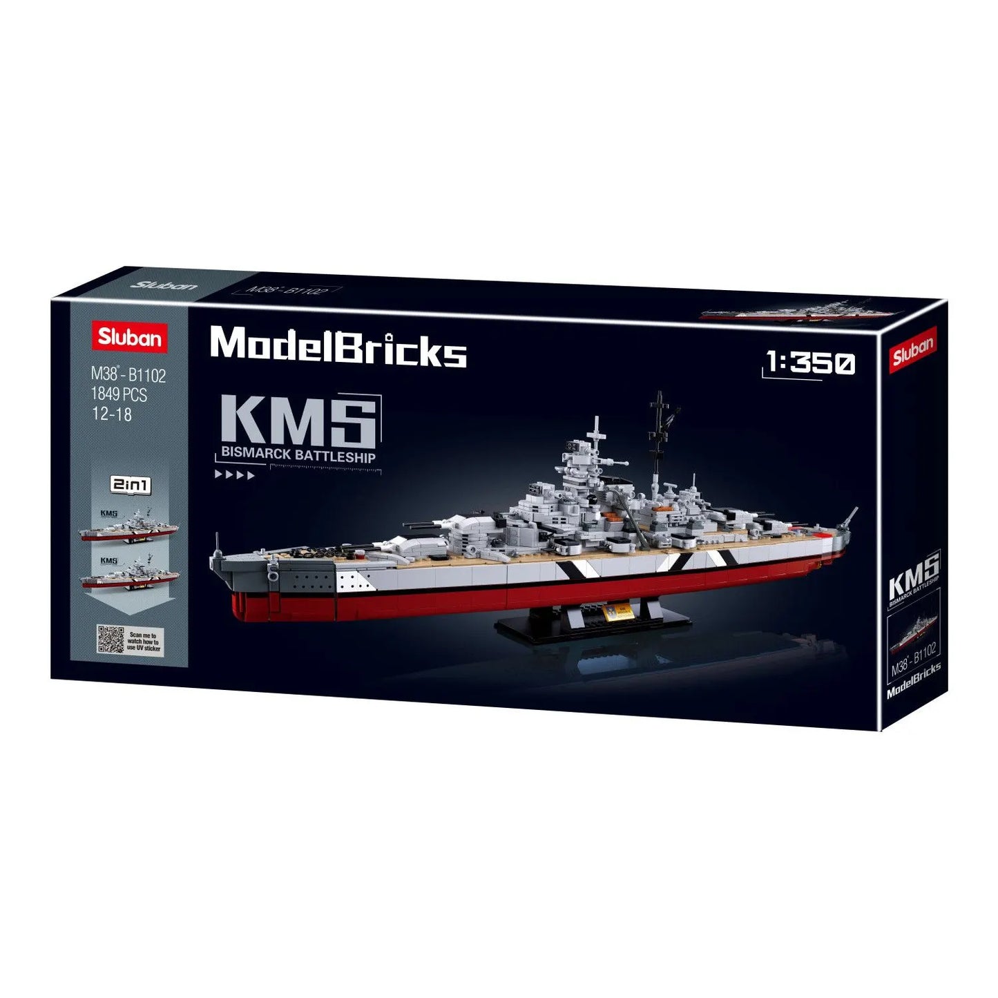 Sluban B1102 Model Kit WWII Bismarck Battleship Large Scale Warship Navy Vessel Boat Military Blocks DIY Construction - Image 3