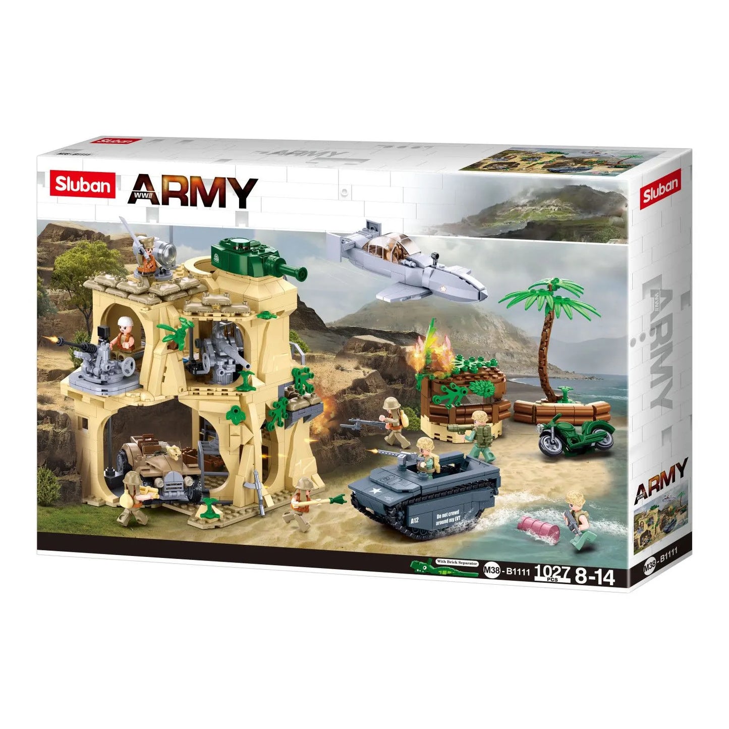 Sluban B1111 Model Kit WWII Battle of Iwo Jima Island Bunker Landing Craft Army Military Base Diorama Blocks DIY Set Toy - Image 2