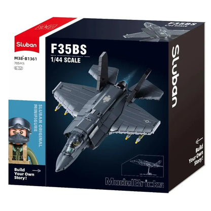Sluban B1361 Model Kit 1:44 F35 Lightning Stealth Fighter Jet Plane Modern USAF Air Force Building Blocks DIY Set Toy - Image 2