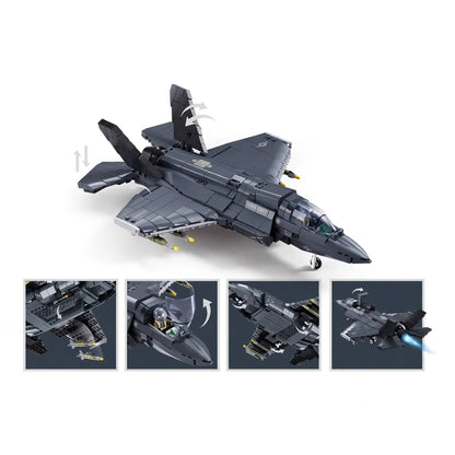 Sluban B1361 Model Kit 1:44 F35 Lightning Stealth Fighter Jet Plane Modern USAF Air Force Building Blocks DIY Set Toy - Image 3