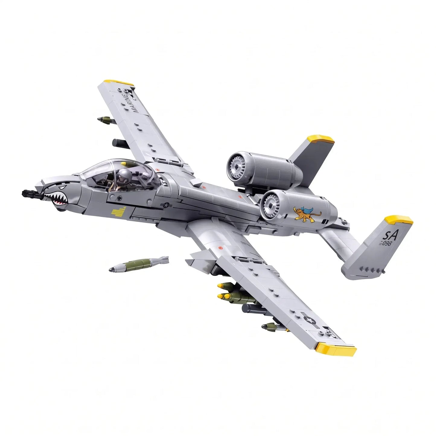 Sluban B1362 Model Kit 1:44 A10 Warthog Thunderbolt Attack Jet Fighter Plane USAF Military Building Blocks DIY Set Toy