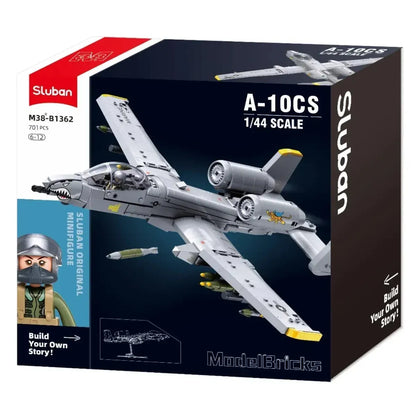 Sluban B1362 Model Kit 1:44 A10 Warthog Thunderbolt Attack Jet Fighter Plane USAF Military Building Blocks DIY Set Toy  - Image 2