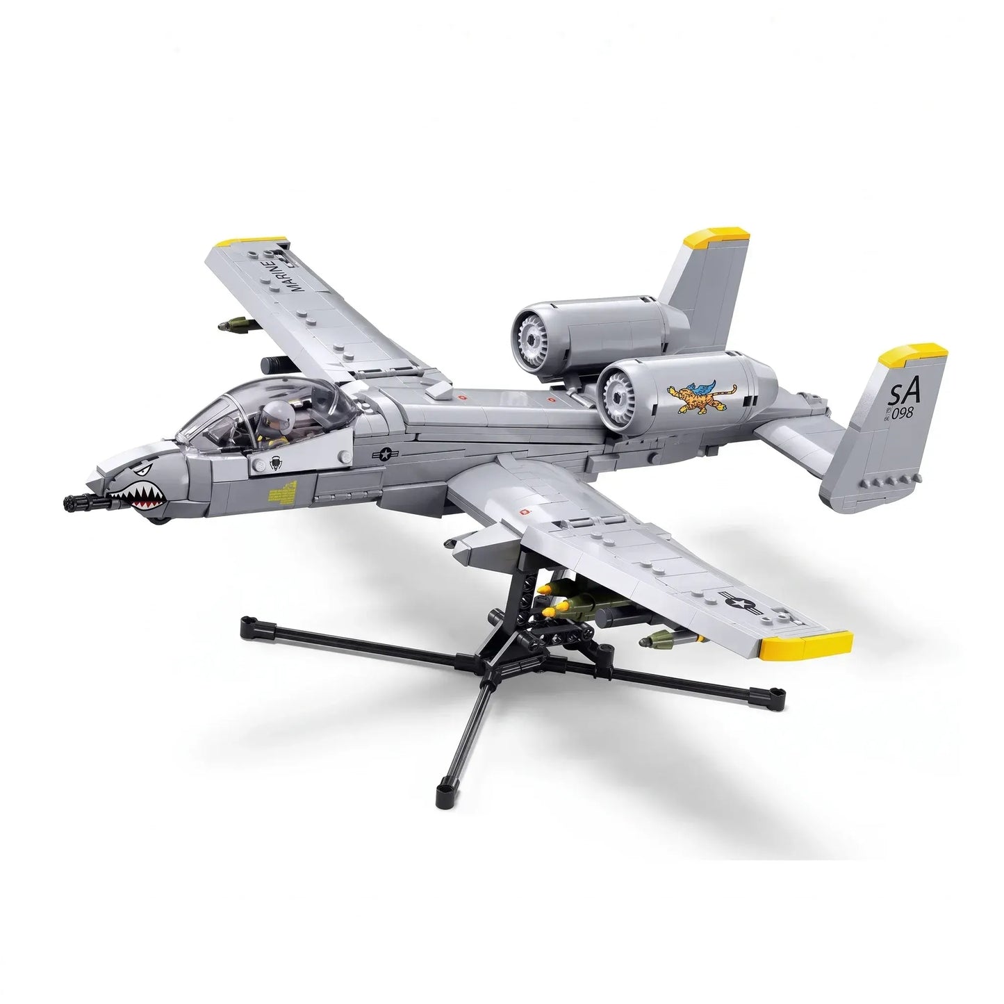 Sluban B1362 Model Kit 1:44 A10 Warthog Thunderbolt Attack Jet Fighter Plane USAF Military Building Blocks DIY Set Toy  - Image 3