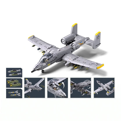 Sluban B1362 Model Kit 1:44 A10 Warthog Thunderbolt Attack Jet Fighter Plane USAF Military Building Blocks DIY Set Toy  - Image 4