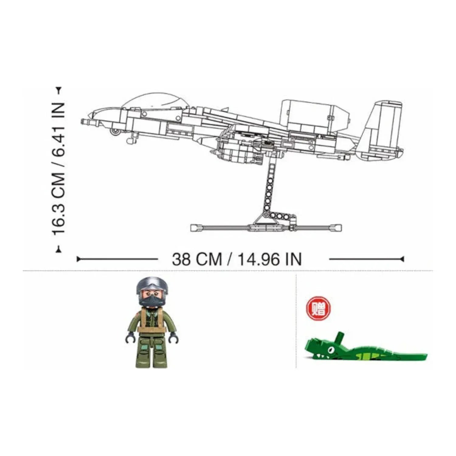 Sluban B1362 Model Kit 1:44 A10 Warthog Thunderbolt Attack Jet Fighter Plane USAF Military Building Blocks DIY Set Toy  - Image 5