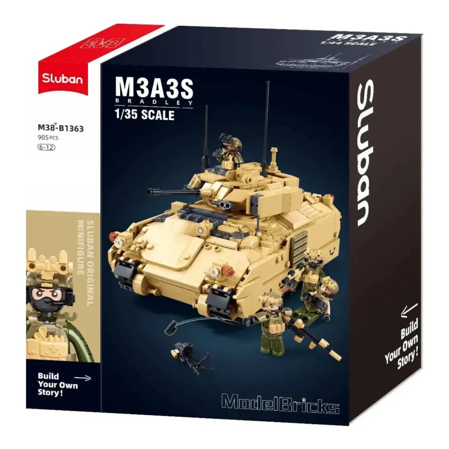 Sluban B1363 Model Kit 1:35 M3A3 Bradley Armored Infantry Vehicle IFV AFV Modern US Army Military Building Blocks DIY Set Toy  - Image 2