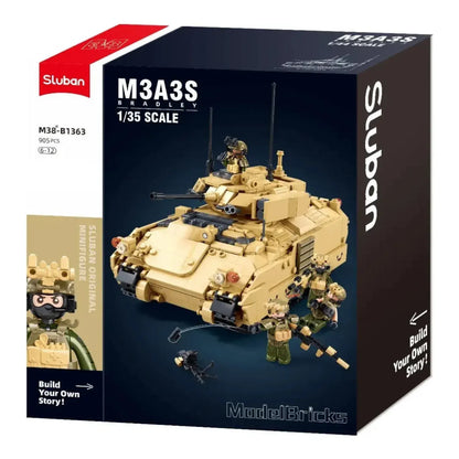 Sluban B1363 Model Kit 1:35 M3A3 Bradley Armored Infantry Vehicle IFV AFV Modern US Army Military Building Blocks DIY Set Toy  - Image 2