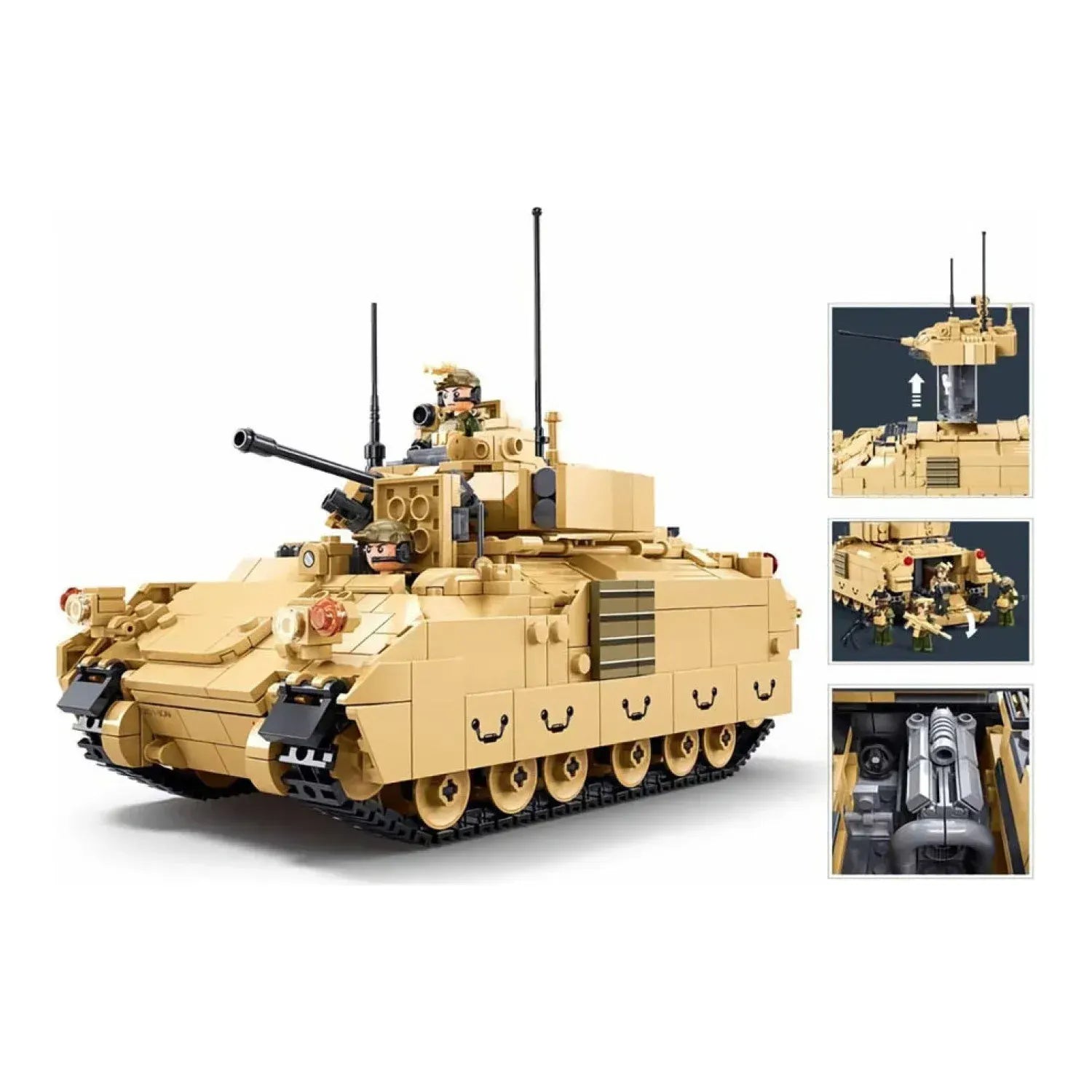 Sluban B1363 Model Kit 1:35 M3A3 Bradley Armored Infantry Vehicle IFV AFV Modern US Army Military Building Blocks DIY Set Toy  - Image 3
