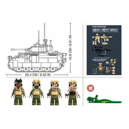 Sluban B1363 Model Kit 1:35 M3A3 Bradley Armored Infantry Vehicle IFV AFV Modern US Army Military Building Blocks DIY Set Toy  - Image 5