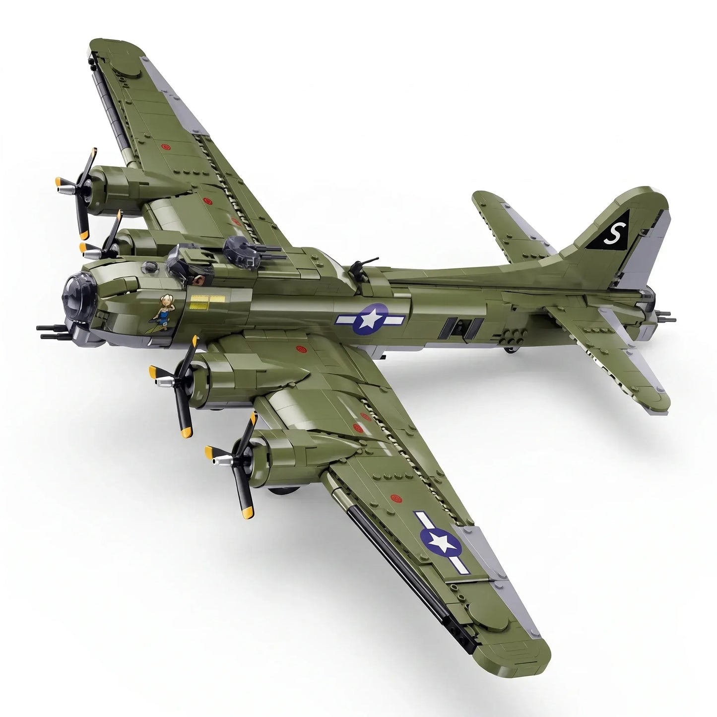 Sluban B1367 Model Kit 1:44 B17 Flying Fortress Heavy Bomber WWII USAAF Army Air Force Military Building Blocks DIY Set Toy