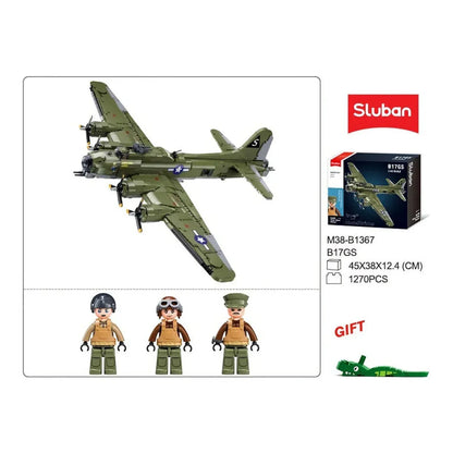 Sluban B1367 Model Kit 1:44 B17 Flying Fortress Heavy Bomber WWII USAAF Army Air Force Military Building Blocks DIY Set Toy  - Image 4