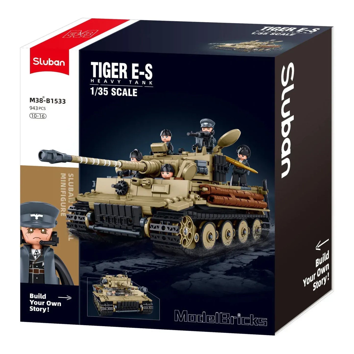 Sluban B1533 Model Kit 1:35 Tiger I Tank German Panzer WWII Army Military Building Blocks DIY Toy Construction Set - Image 2