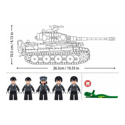 Sluban B1533 Model Kit 1:35 Tiger I Tank German Panzer WWII Army Military Building Blocks DIY Toy Construction Set - Image 4