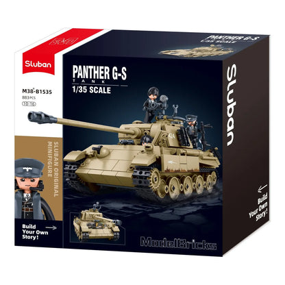 Sluban B1535 Model Kit 1:35 Panther G Tank German Panzer WWII Army Military Building Blocks DIY Construction Set Toy  - Image 2