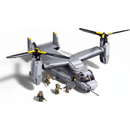 Sluban B1537 Model Kit 1:44 MV-22 Osprey Tiltrotor Helicopter Plane Military Air Force Building Blocks DIY Set Toy