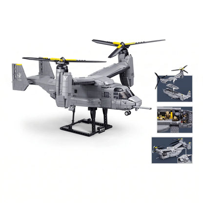 Sluban B1537 Model Kit 1:44 MV-22 Osprey Tiltrotor Helicopter Plane Military Air Force Building Blocks DIY Set Toy - Image 4