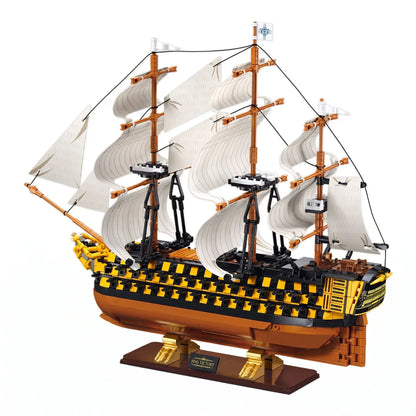 Sluban B1552 Model Kit 1:200 HMS Victory Sailing Battleship Warship Navy Vessel Boat Military DIY Construction Set Toy  - Image 4
