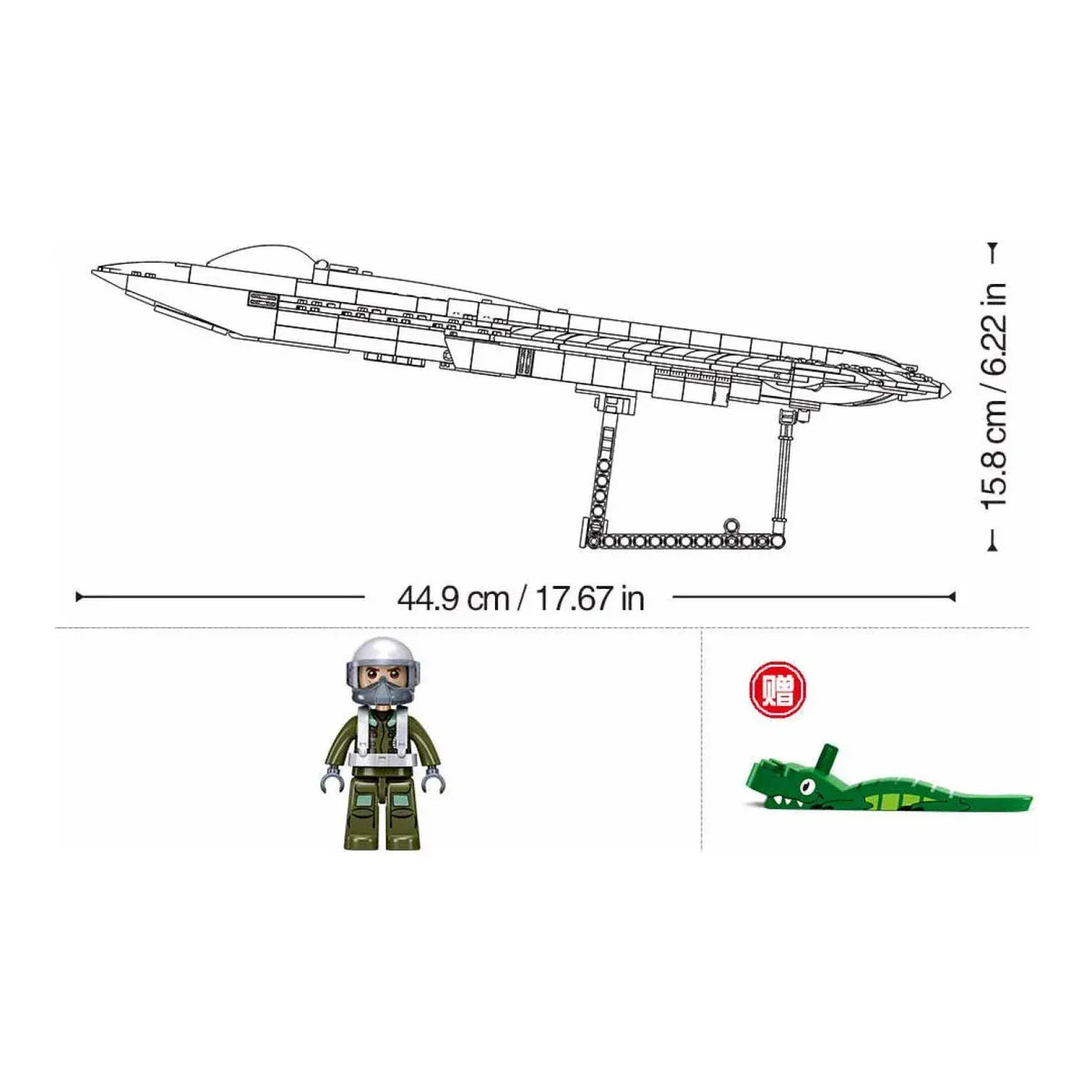Sluban B1587 Model Kit 1:44 J50 Stealth Fighter Jet Plane - Military Air Force Building Blocks DIY Set Toy  - Image 3