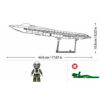Sluban B1587 Model Kit 1:44 J50 Stealth Fighter Jet Plane - Military Air Force Building Blocks DIY Set Toy  - Image 3