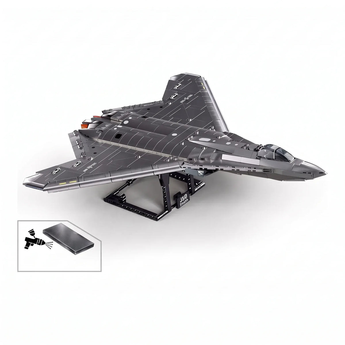 Sluban B1587 Model Kit 1:44 J50 Stealth Fighter Jet Plane - Military Air Force Building Blocks DIY Set Toy  - Image 4