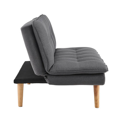 Sarantino 3 Seater Linen Sofa Bed Couch Lounge Futon - Dark Grey - Image 4