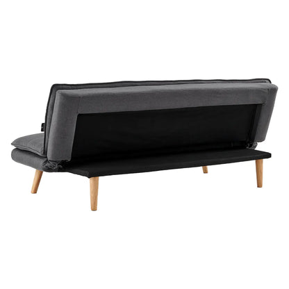 Sarantino 3 Seater Linen Sofa Bed Couch Lounge Futon - Dark Grey - Image 7