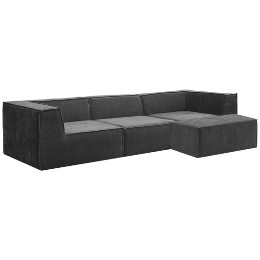 Sarantino Novi 3-Seater Modular Sofa with Ottoman in Black Non-Slip Bottom Lounge - Image 2