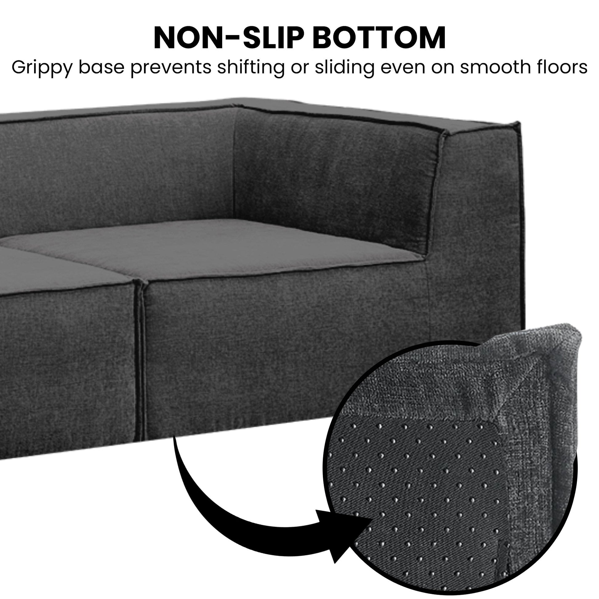 Sarantino Novi 3-Seater Modular Sofa with Ottoman in Black Non-Slip Bottom Lounge - Image 7