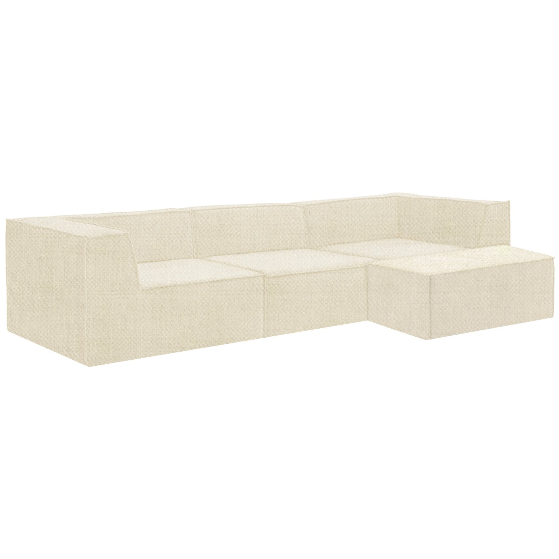 Sarantino Novi 3-Seater Modular Sofa with Ottoman in Cream Non-Slip Bottom Lounge - Image 3