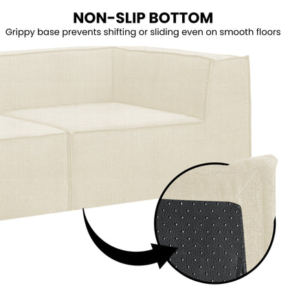 Sarantino Novi 3-Seater Modular Sofa with Ottoman in Cream Non-Slip Bottom Lounge - Image 8