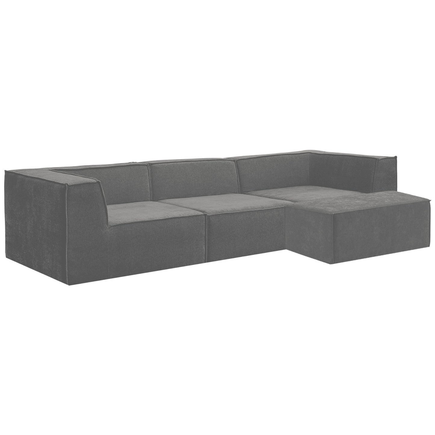 Sarantino Novi 3-Seater Modular Sofa with Ottoman in Grey Non-Slip Bottom Lounge - Image 2